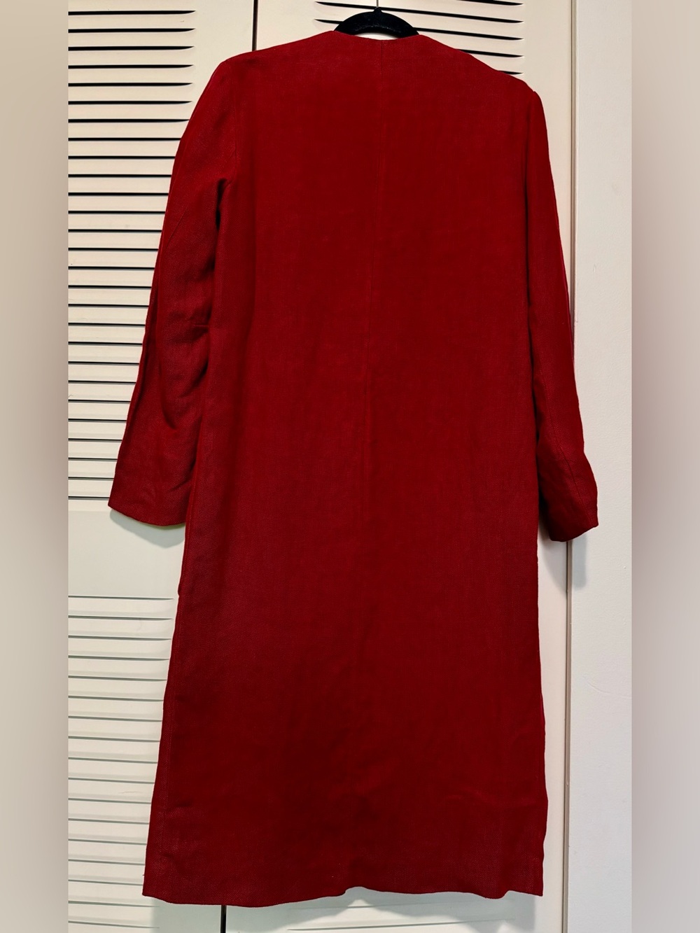Zara Linen Red Open-Front Long Robe Coat - Picture 2 of 8